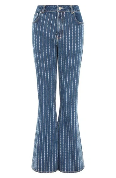 Aligne Diamante Flare Jeans In Blue