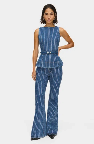 Aligne Diamante Flare Jeans In Blue