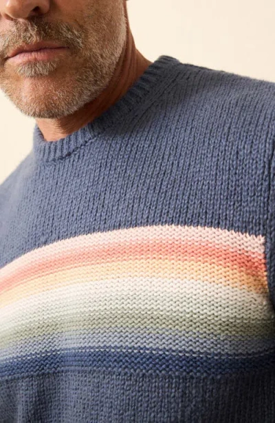 Faherty Heirloom Stripe Organic Cotton Crewneck Sweater In Gray