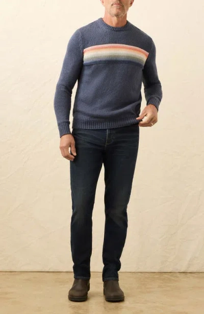 Faherty Heirloom Stripe Organic Cotton Crewneck Sweater In Gray