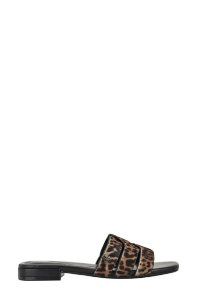 Calvin Klein Tishaly Genuine Calf Hair Slide Sandal In Animal Print