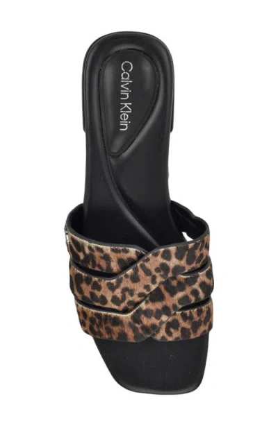Calvin Klein Tishaly Genuine Calf Hair Slide Sandal In Animal Print