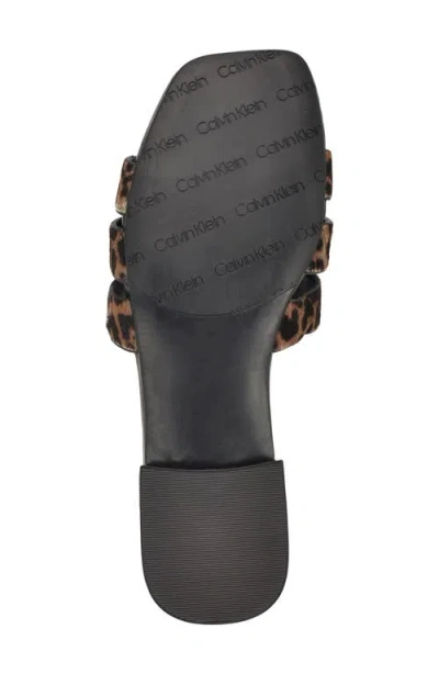 Calvin Klein Tishaly Genuine Calf Hair Slide Sandal In Animal Print