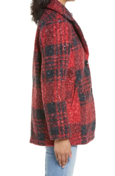 Sam Edelman Plaid Teddy Coat In Red