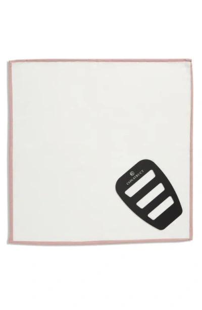 Construct Pipe Trim Cotton Pocket Square In White