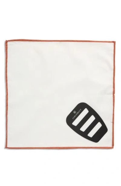 Construct Pipe Trim Cotton Pocket Square In White