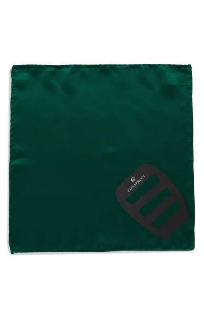 Construct Solid Satin Pocket Square In Green