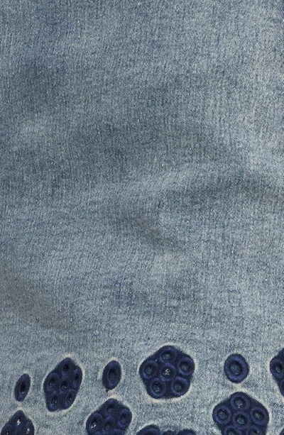 Flying Tomato Embroidered Denim Miniskort In Blue
