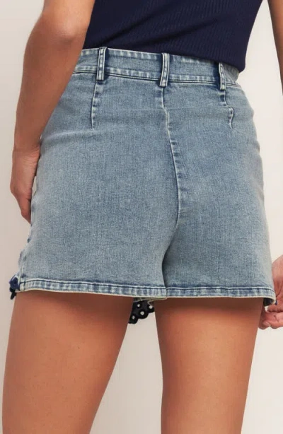 Flying Tomato Embroidered Denim Miniskort In Blue