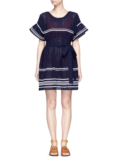 Shop Lisa Marie Fernandez 'fiesta' Zigzag Stripe Eyelet Cotton Lace Dress