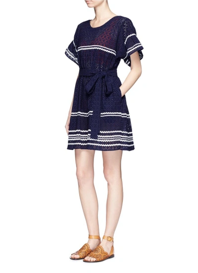 Shop Lisa Marie Fernandez 'fiesta' Zigzag Stripe Eyelet Cotton Lace Dress