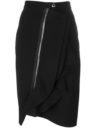Givenchy Cascading Jersey Crepe Skirt, Black