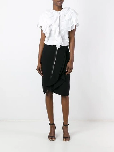 Shop Givenchy Asymmetric Ruffle Trim Skirt - Black