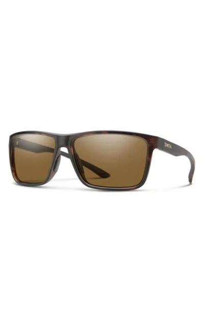 Smith Riptide 57mm Chromapop™ Polarized Sport Rectangular Sunglasses In Brown