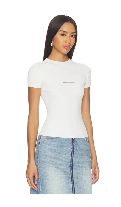 Alexander Wang Short Sleeve Crewneck Top With Jacquard Logo In White
