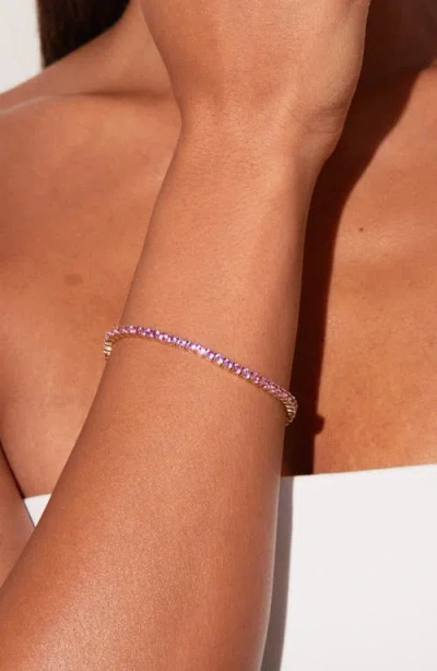 Aurate New York Pink Sapphire Tennis Bracelet In Yellow