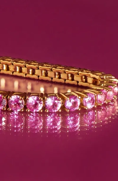 Aurate New York Pink Sapphire Tennis Bracelet In Yellow