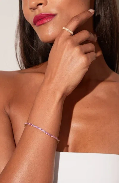 Aurate New York Pink Sapphire Tennis Bracelet In Yellow