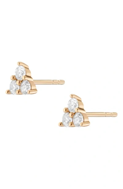 Aurate New York Lab Grown White Sapphire Trinity Stud Earrings In Yellow