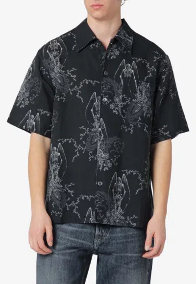 Our Legacy Mens Death Paisley Print Graphic-print Short-sleeve Cotton And Linen Shirt In Multi