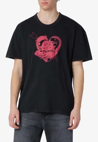 Our Legacy Mens Love Story Print Loose Love Graphic-print Cotton T-shirt In Black