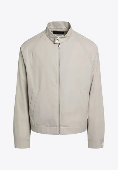 Prada Cotton Jacket High Collar Buttoned Cuffs In White