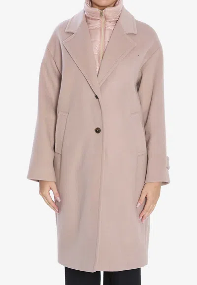 Herno Coat In Velour Wool Cloth And Nylon Ultralight In Pink