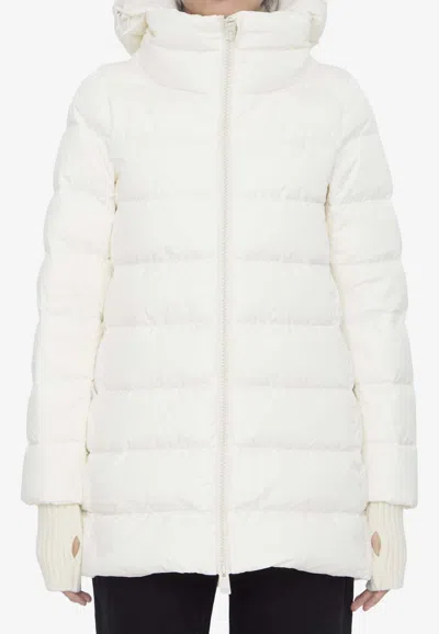 Herno White Down Jacket With Drawstring Hood In Tech Fabric Woman In White