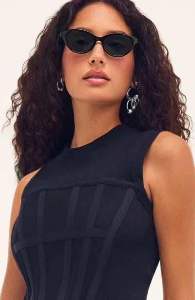 Quay Talk Nice 55mm Cat Eye Sunglasses In Black