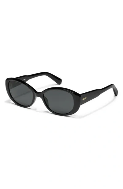 Quay On Brand 55mm Round Sunglasses In Black