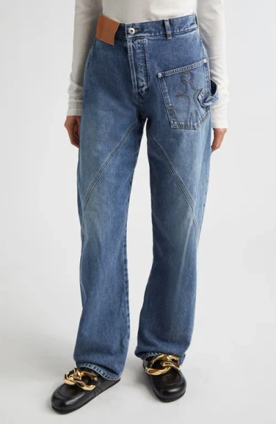Jw Anderson J.w.anderson Women Workwear Jeans With Off-centralized Closure In Multi