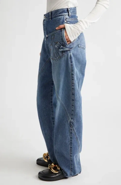 Jw Anderson J.w.anderson Women Workwear Jeans With Off-centralized Closure In Multi