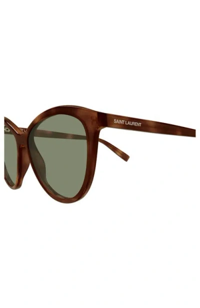 Saint Laurent Havana-havana-green Acetate Sunglasses In Brown