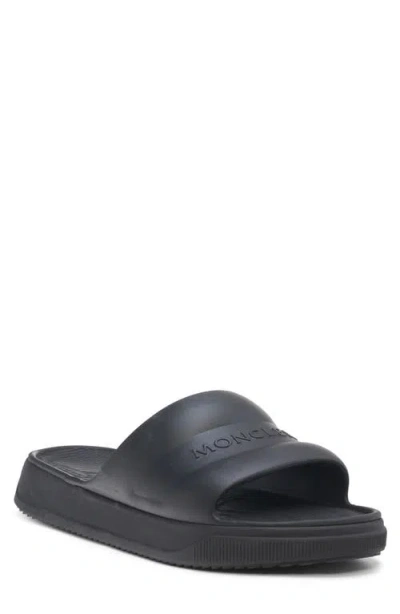 Moncler Altive Slide Sandals Open Toe Flat In Black