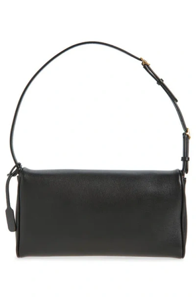 Valentino Devain Leather Shoulder Bag With Metal Vlogo Signature In Pattern