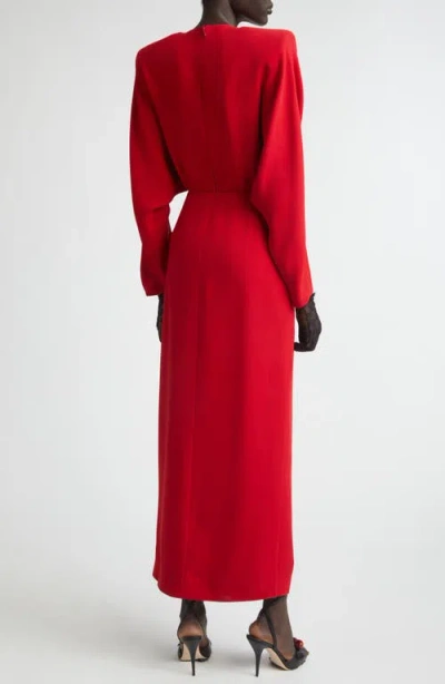 Valentino Donna Long Sleeve Blouson Silk Cady Couture Dress In Red
