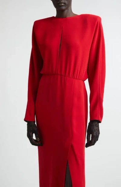 Valentino Donna Long Sleeve Blouson Silk Cady Couture Dress In Red