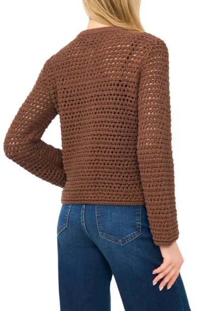 Halogenr Halogen(r) Open Stitch Button Front Cardigan In Brown