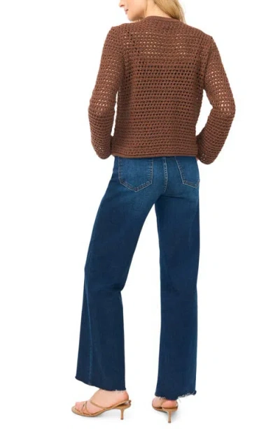 Halogenr Halogen(r) Open Stitch Button Front Cardigan In Brown