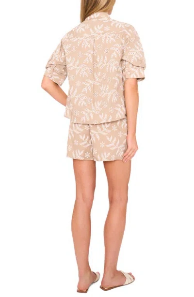 Halogenr Halogen(r) Eyelet Cotton Pull-on Shorts In Brown