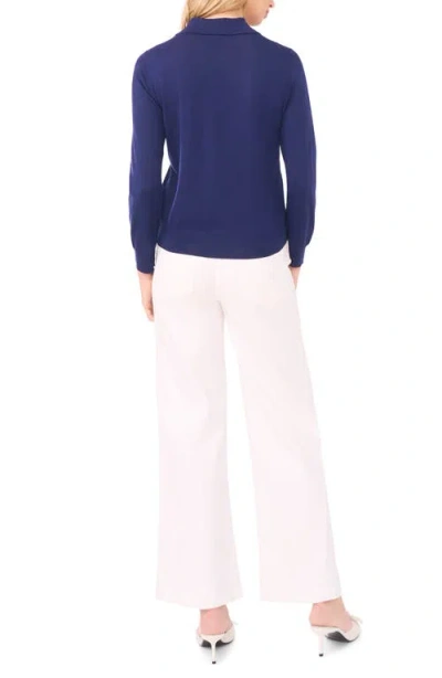 Halogenr Halogen(r) Collared Cotton Blend Cardigan In Blue