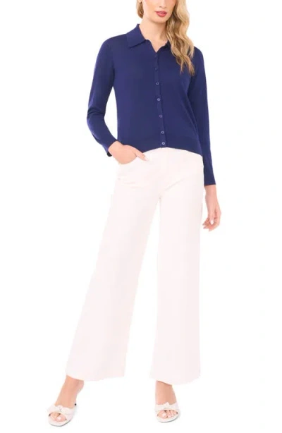 Halogenr Halogen(r) Collared Cotton Blend Cardigan In Blue