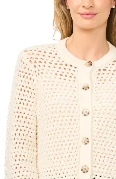 Halogenr Halogen(r) Open Stitch Button Front Cardigan In Multi