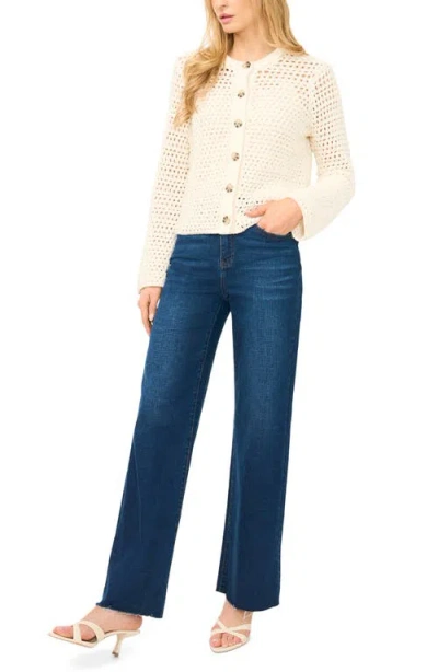 Halogenr Halogen(r) Open Stitch Button Front Cardigan In Multi