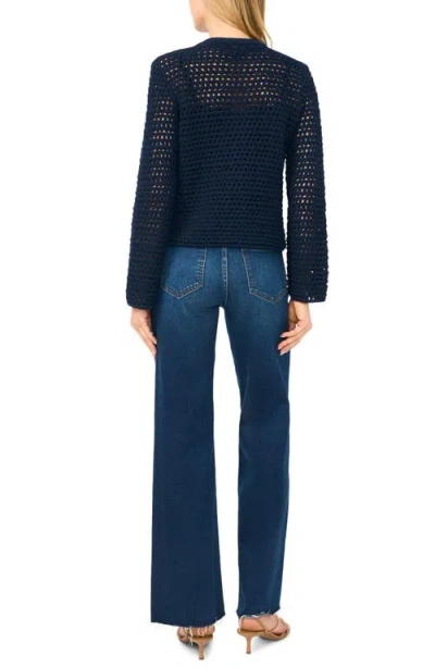 Halogenr Halogen(r) Open Stitch Button Front Cardigan In Blue