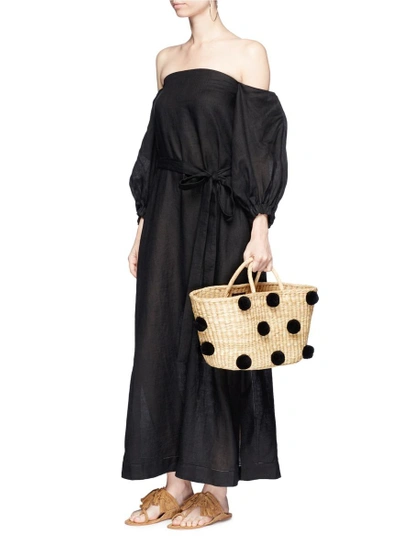 Shop Lisa Marie Fernandez Balloon Sleeve Off-shoulder Linen Dress
