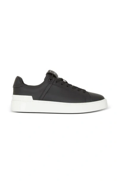 Balmain B Court Black Low Top Sneakers Withtono Logo At The Back In Smooth Leather Man In Multi