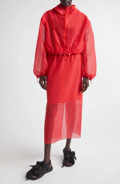 Cecilie Bahnsen Aisha Windflower Embroidered Sheer Organza Jacket In Red