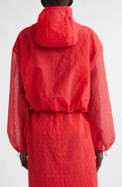 Cecilie Bahnsen Aisha Windflower Embroidered Sheer Organza Jacket In Red