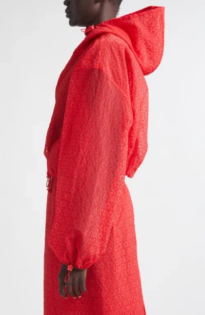 Cecilie Bahnsen Aisha Windflower Embroidered Sheer Organza Jacket In Red